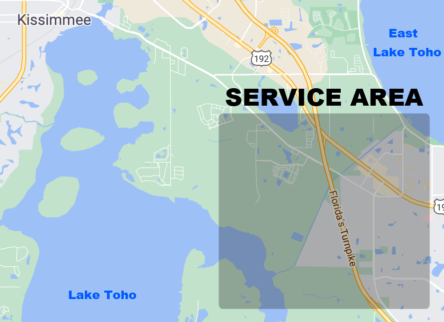 This is the Crowe Bros. Lawn Service area map for St. Cloud, Florida.